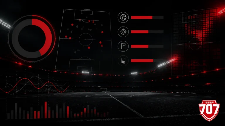 Football match statistics guide covering possession, shots, corners and cards on 707Livescore