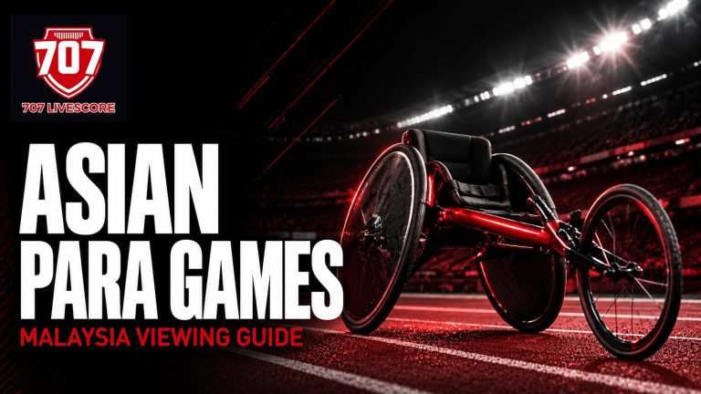 Editorial illustration of a sports wheelchair beside an athletics track under black and red arena lighting.