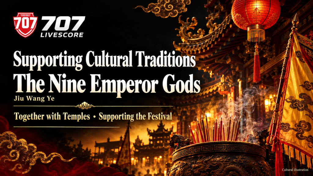 707Livescore cultural illustration about supporting traditional culture and Nine Emperor Gods celebrations.