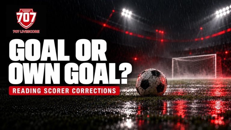Football and goal net under stadium floodlights, illustrating goalscorer attribution.