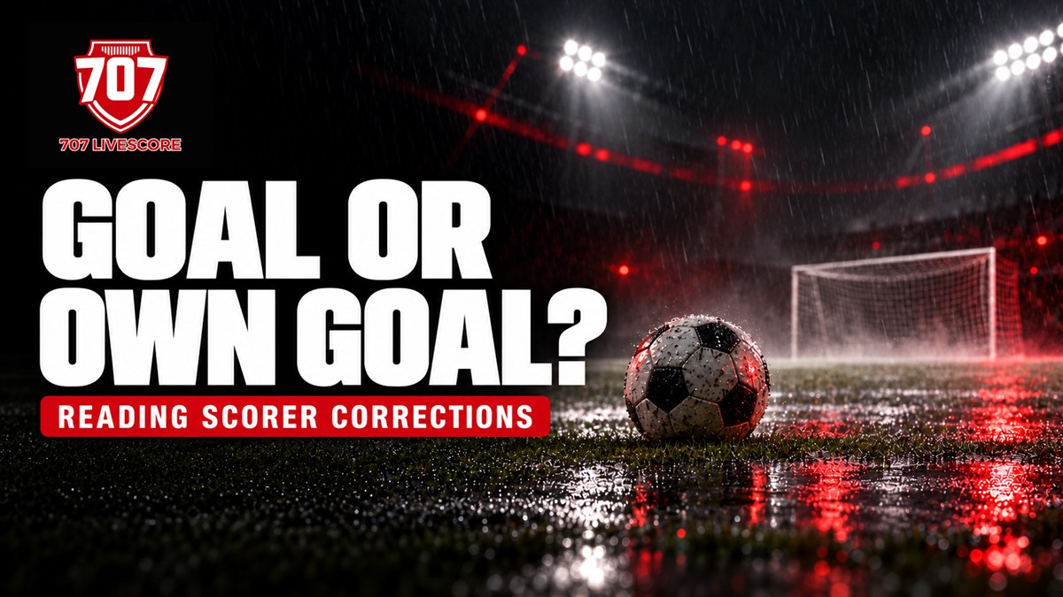 Football and goal net under stadium floodlights, illustrating goalscorer attribution.