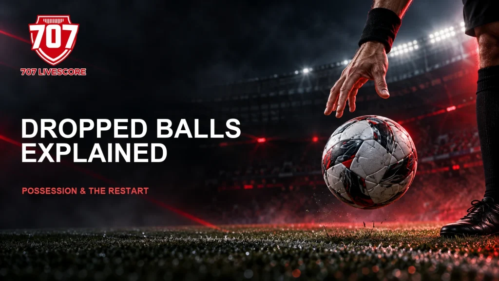 707 Livescore football rules illustration of a referee releasing a dropped ball.