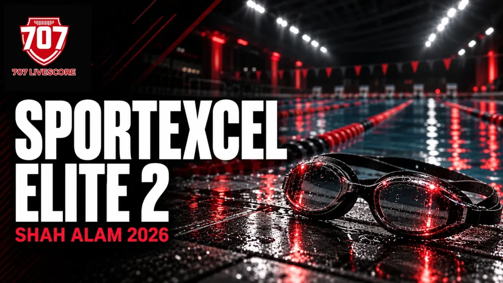 Editorial illustration of swimming lanes and goggles with SportExcel Elite 2 headline